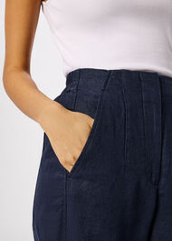 Petite Linen Barrel Leg Trouser