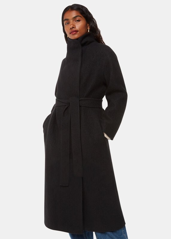 Black Petite Morgan Funnel Neck Coat