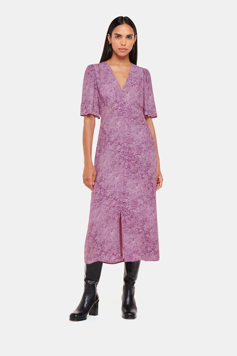 Pink Diagonal Snake Midi Dress