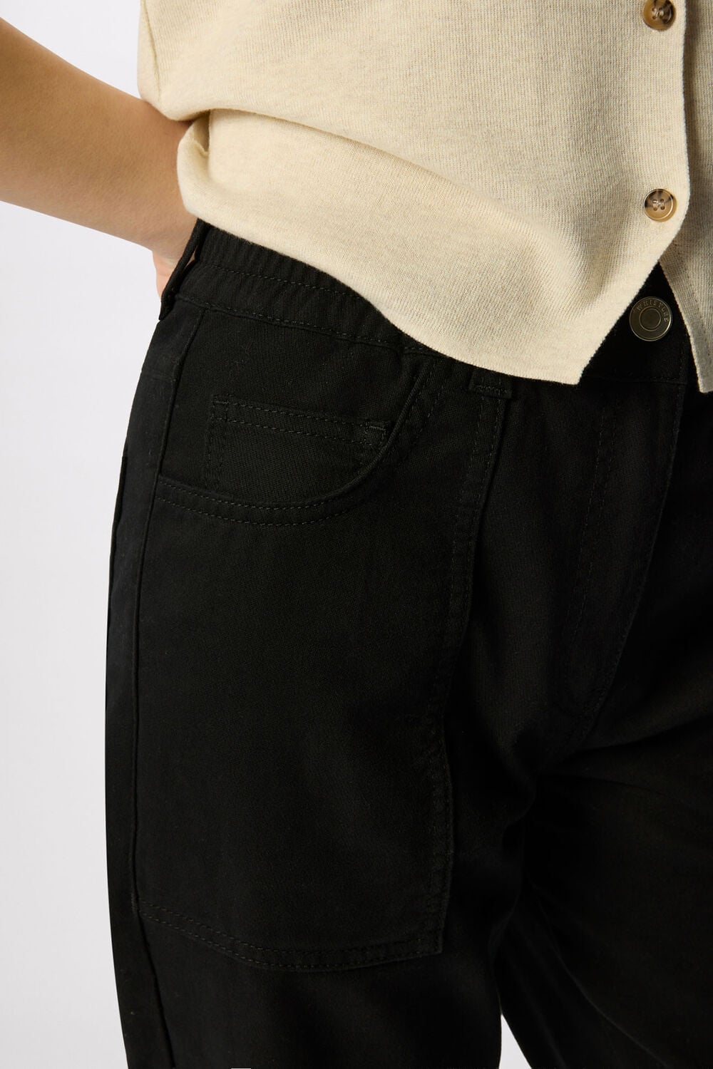 Solid Black Tessa Casual Trouser