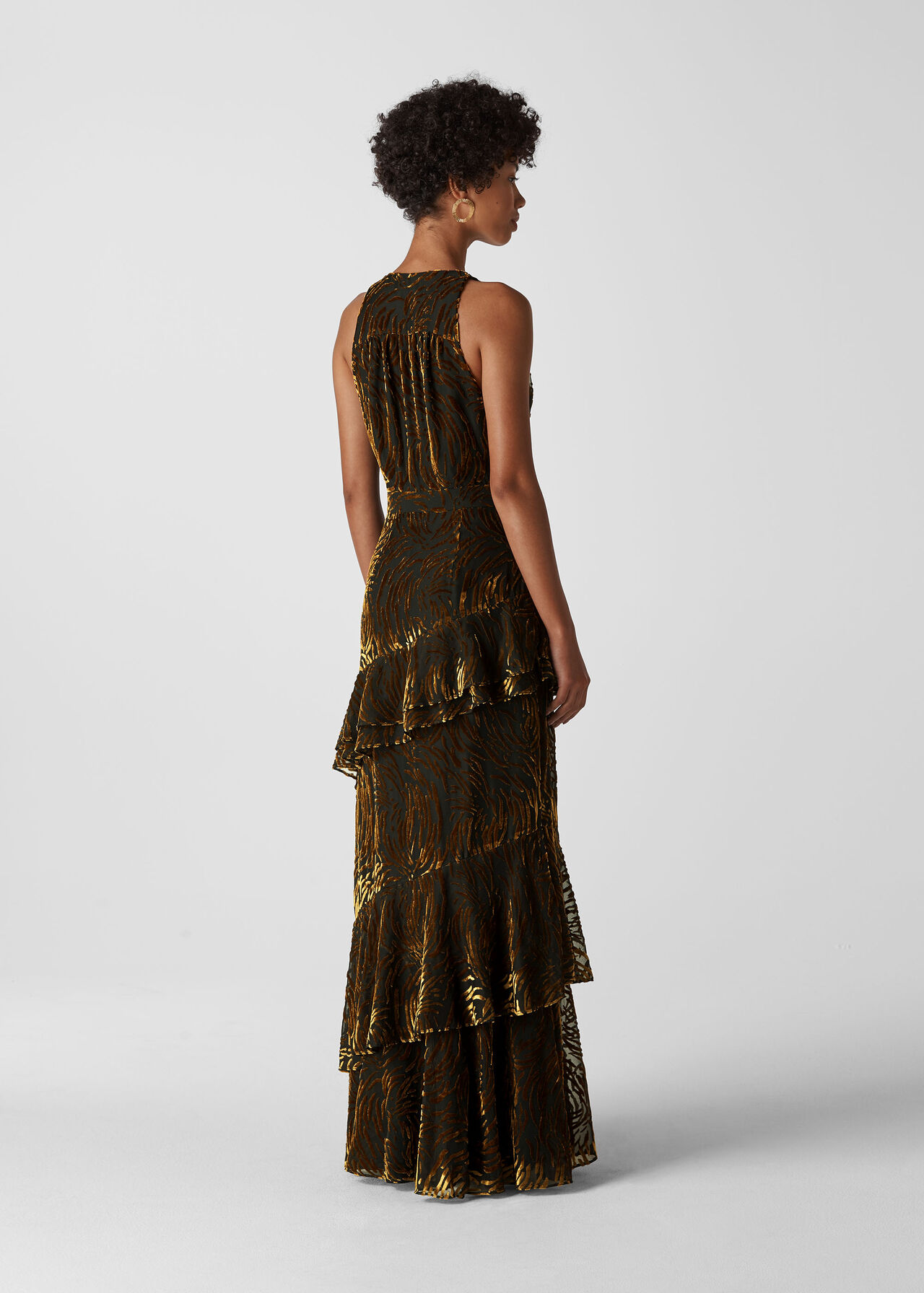 Edith Reed Print Maxi Dress Gold