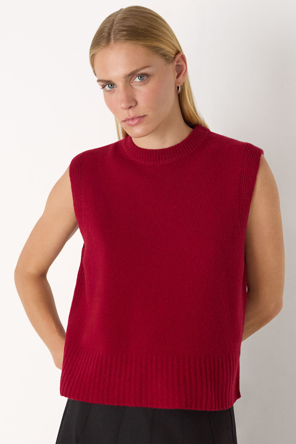 Dark Red Wool Sleeveless Tank