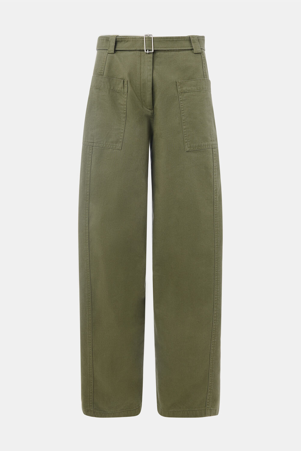 Belted Cotton Barrel Trouser
