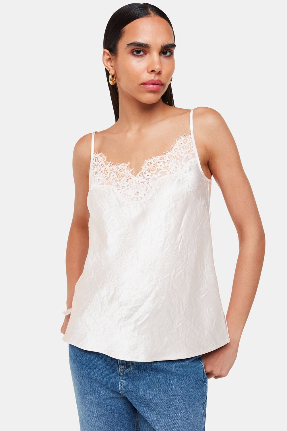 Neutral Lace Trim Cami Top