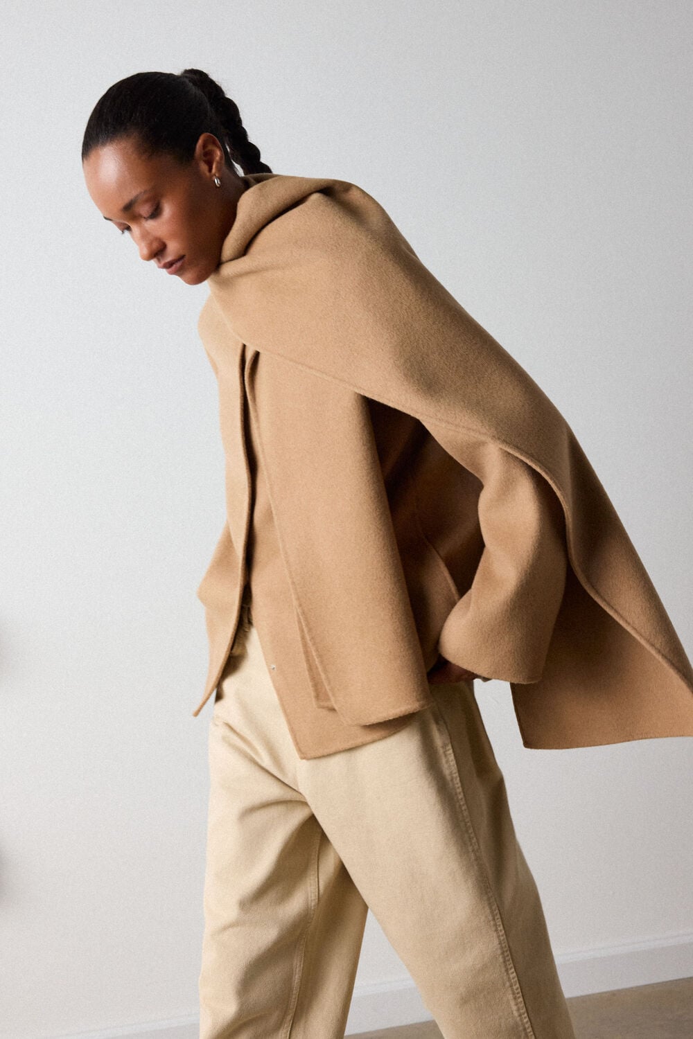 Camel Double Faced Scarf Coat