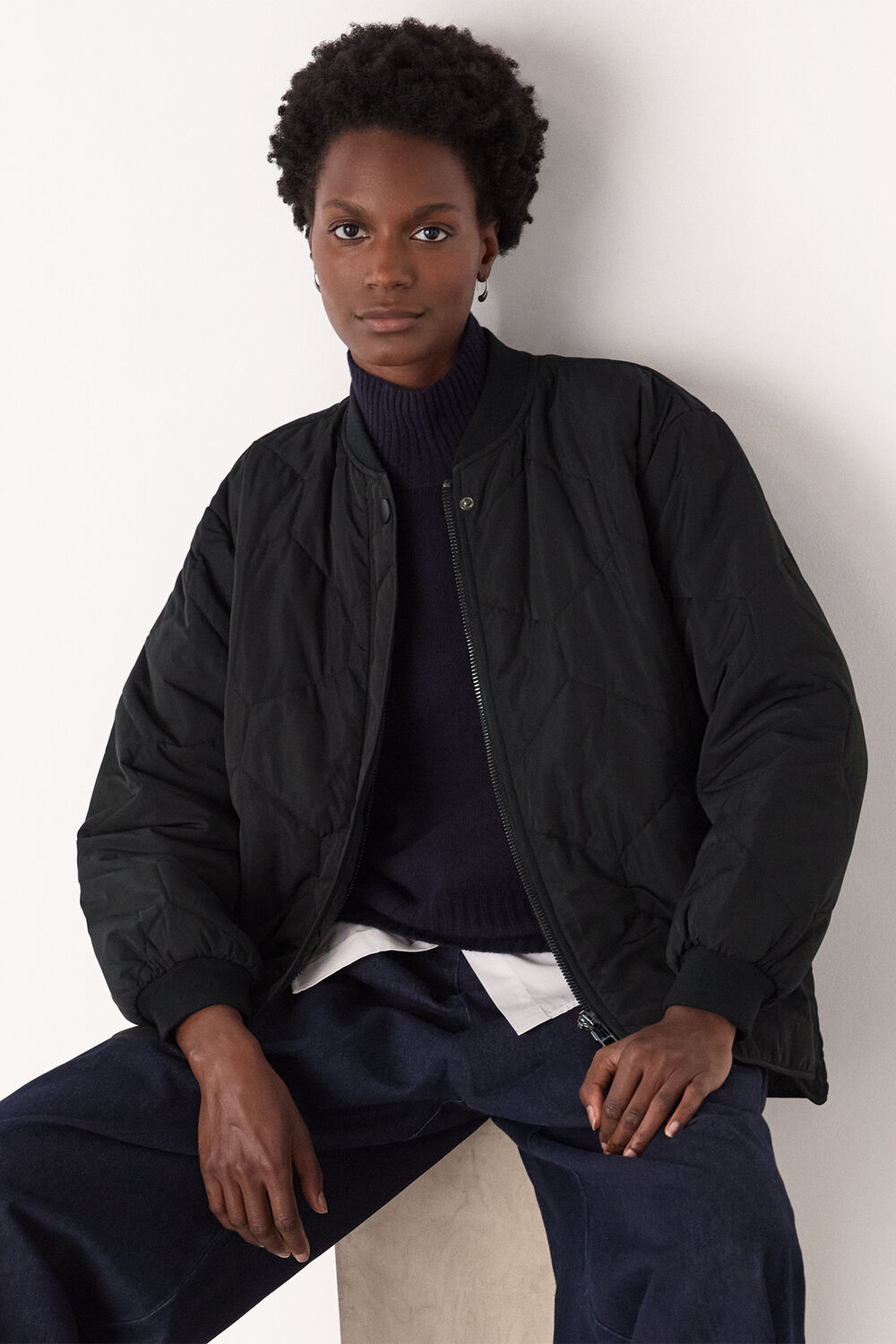 Black Ida Short Quilted Coat