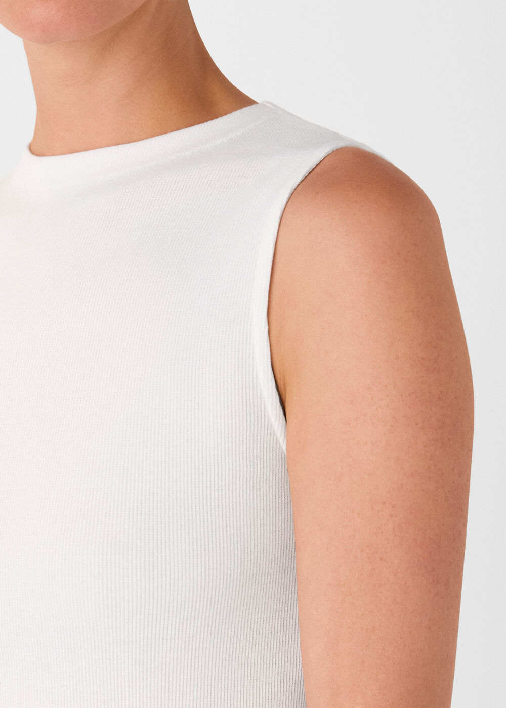 High Neck Rib Detail Tee