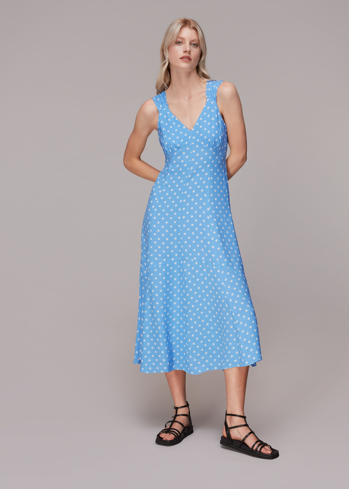 Leaf print hotsell midi dress