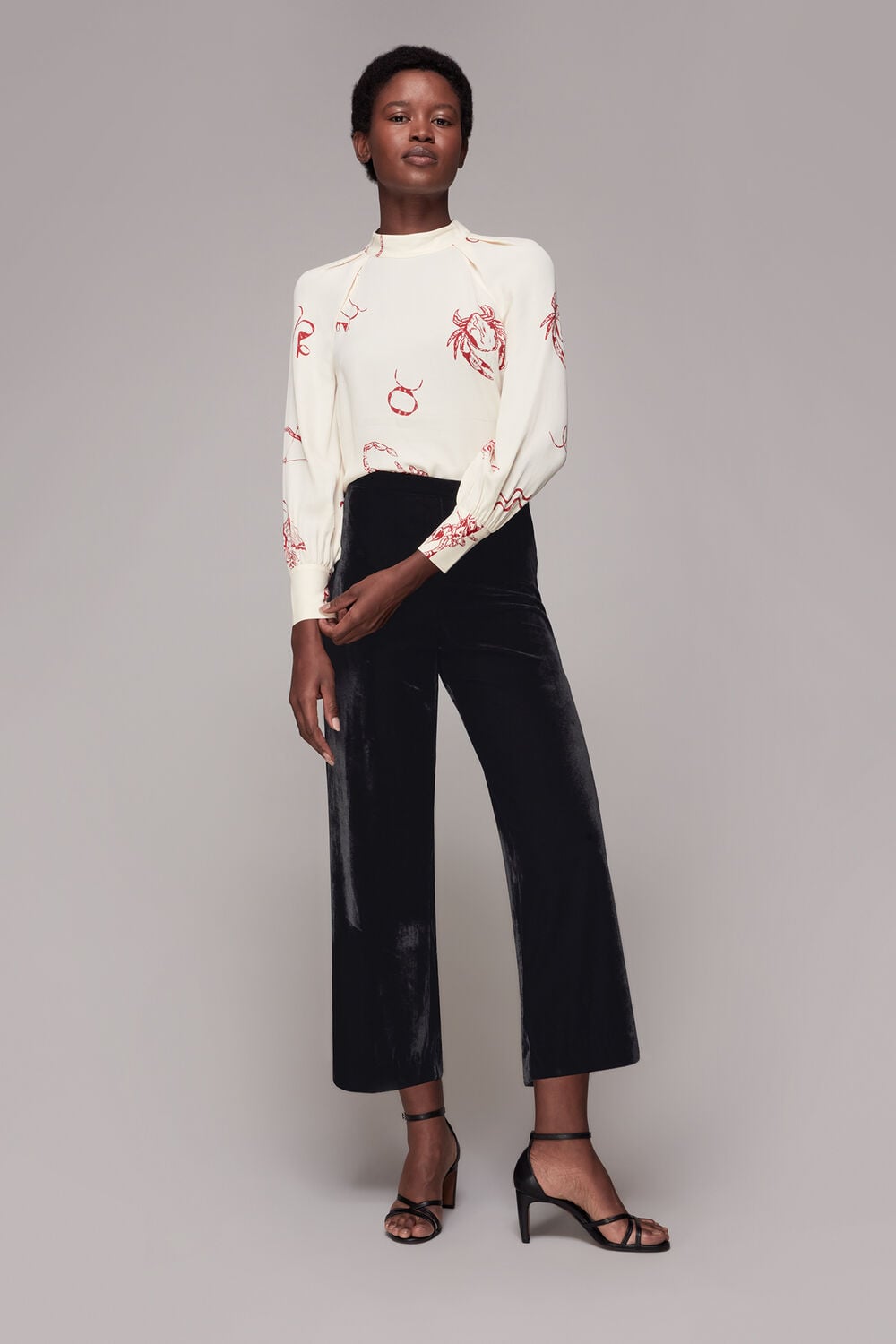 Black Velvet Wide Leg Crop Pants&nbsp;