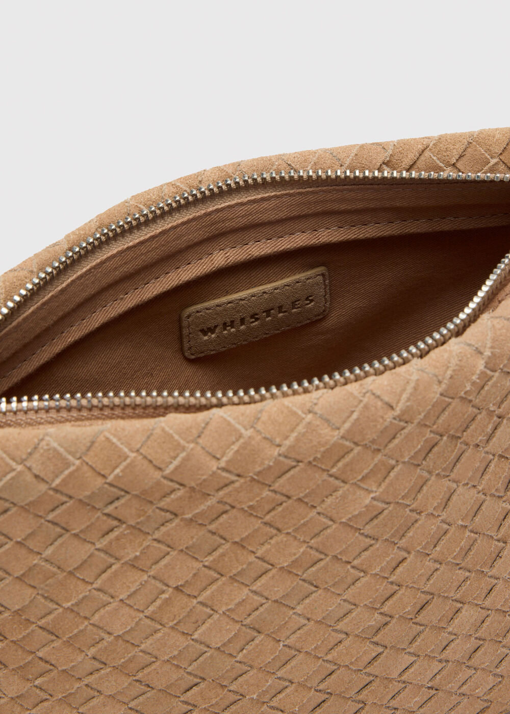 Avah Woven Suede Zip Clutch