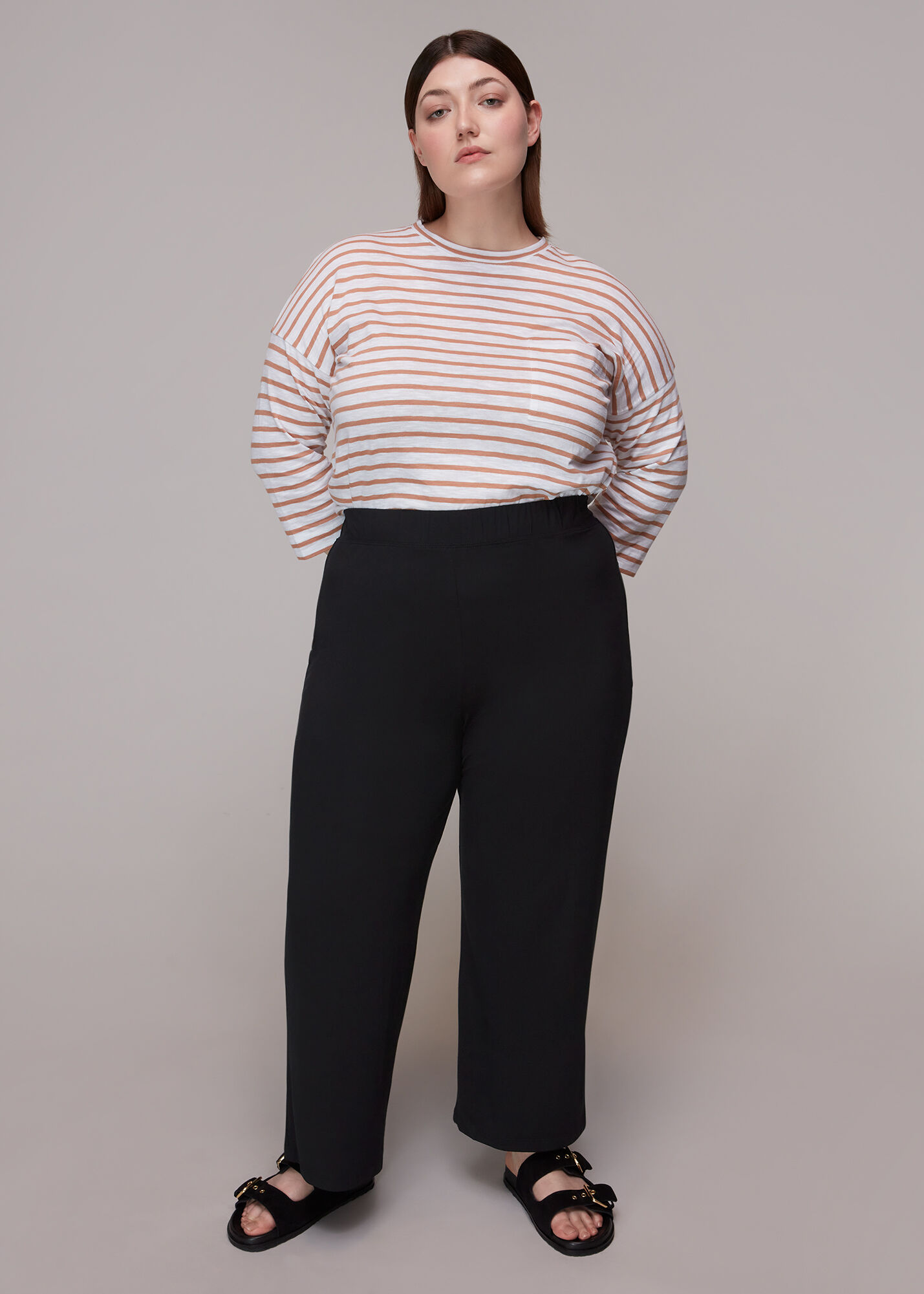 Black  Jersey Wide Leg Trouser  Pure Collection