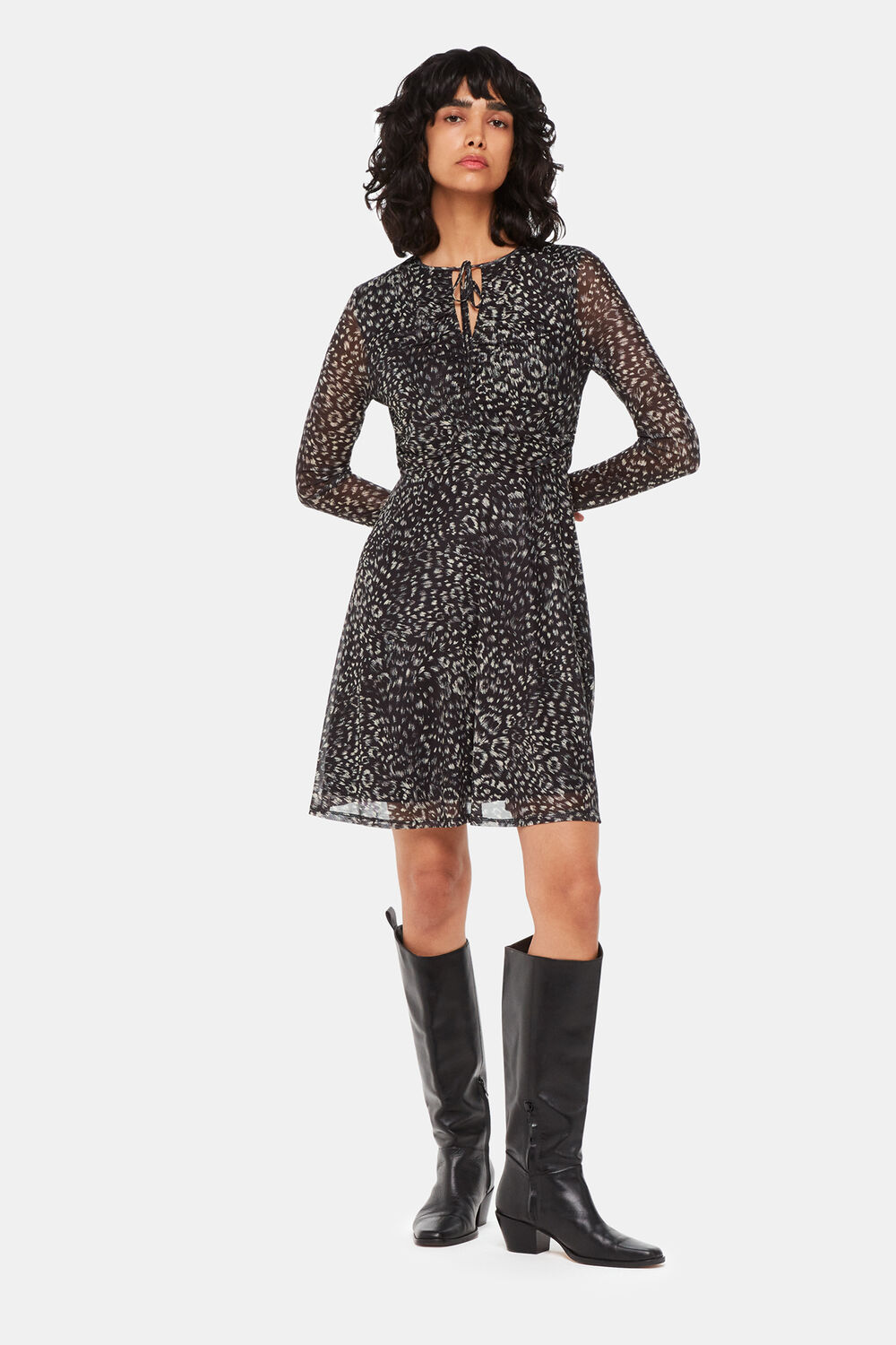 Feather Leopard Flippy Dress