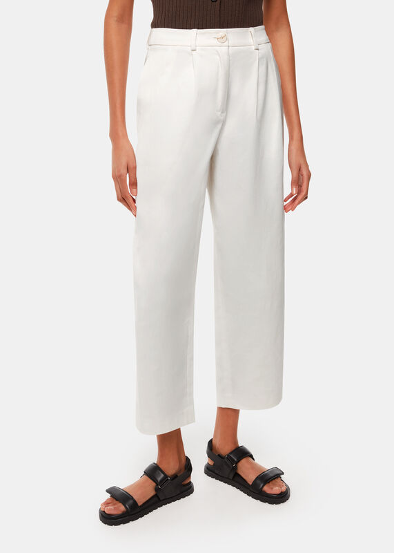 White Bethany Barrel Leg Pants 