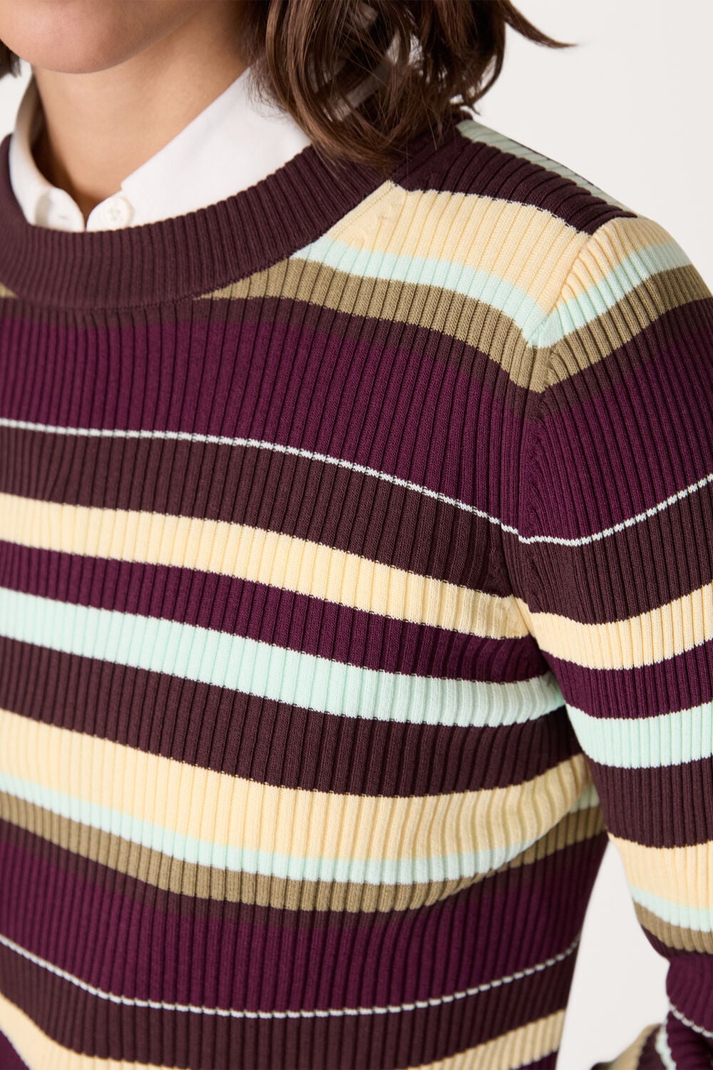Multi Stripe Crew Neck Knit