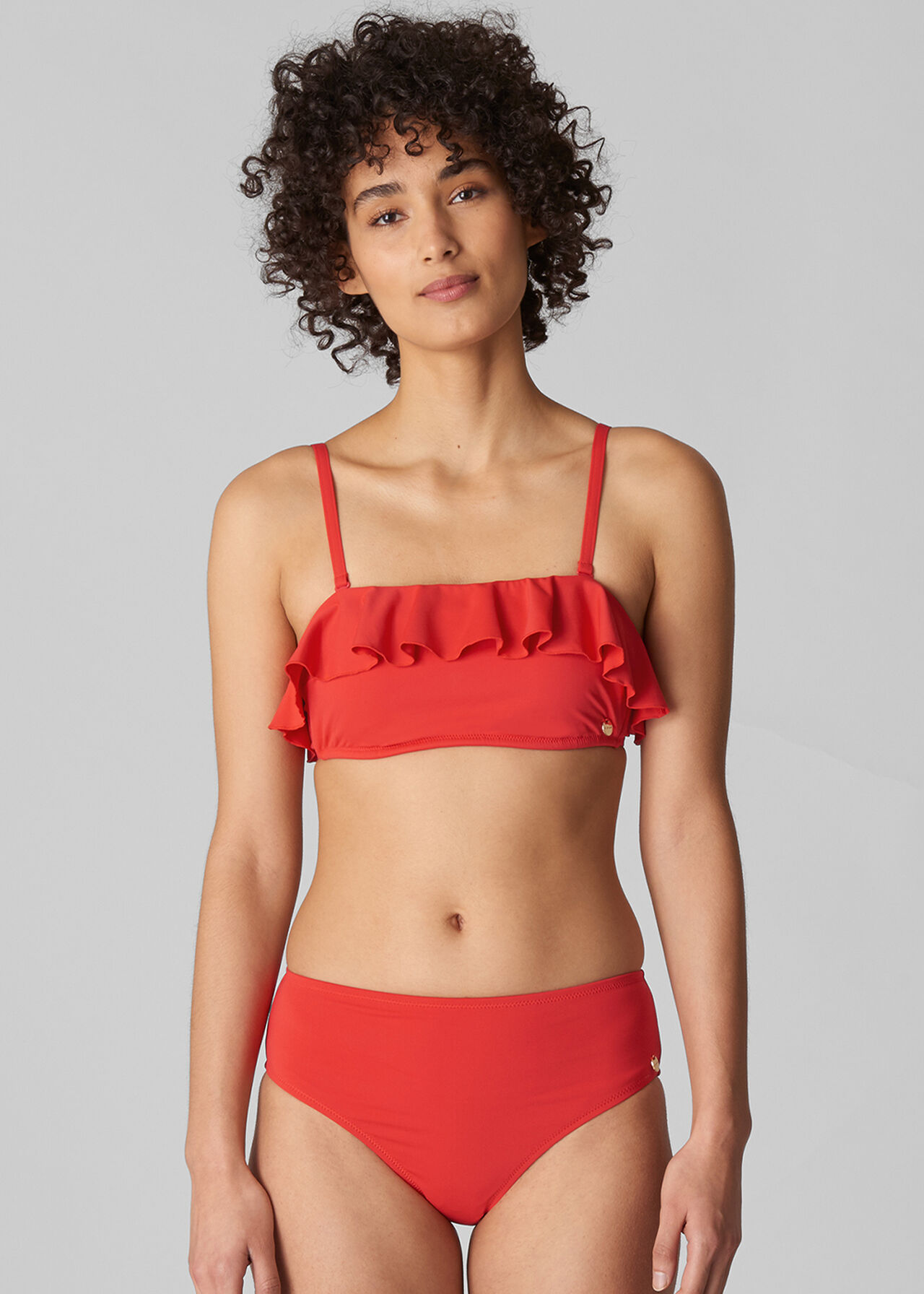 Cali Frill Bikini Top Red