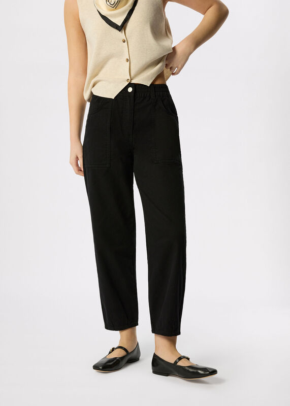 Solid Black Petite Tessa Casual Trouser