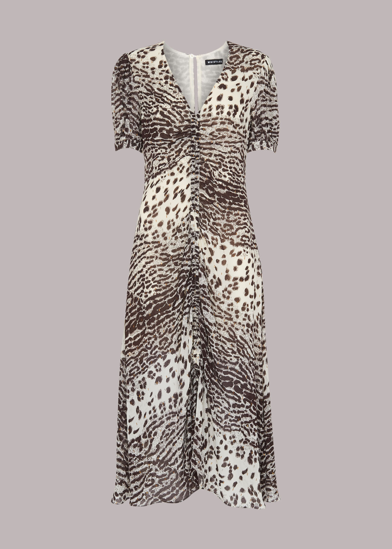 Jaguar Print Ruched Midi Dress