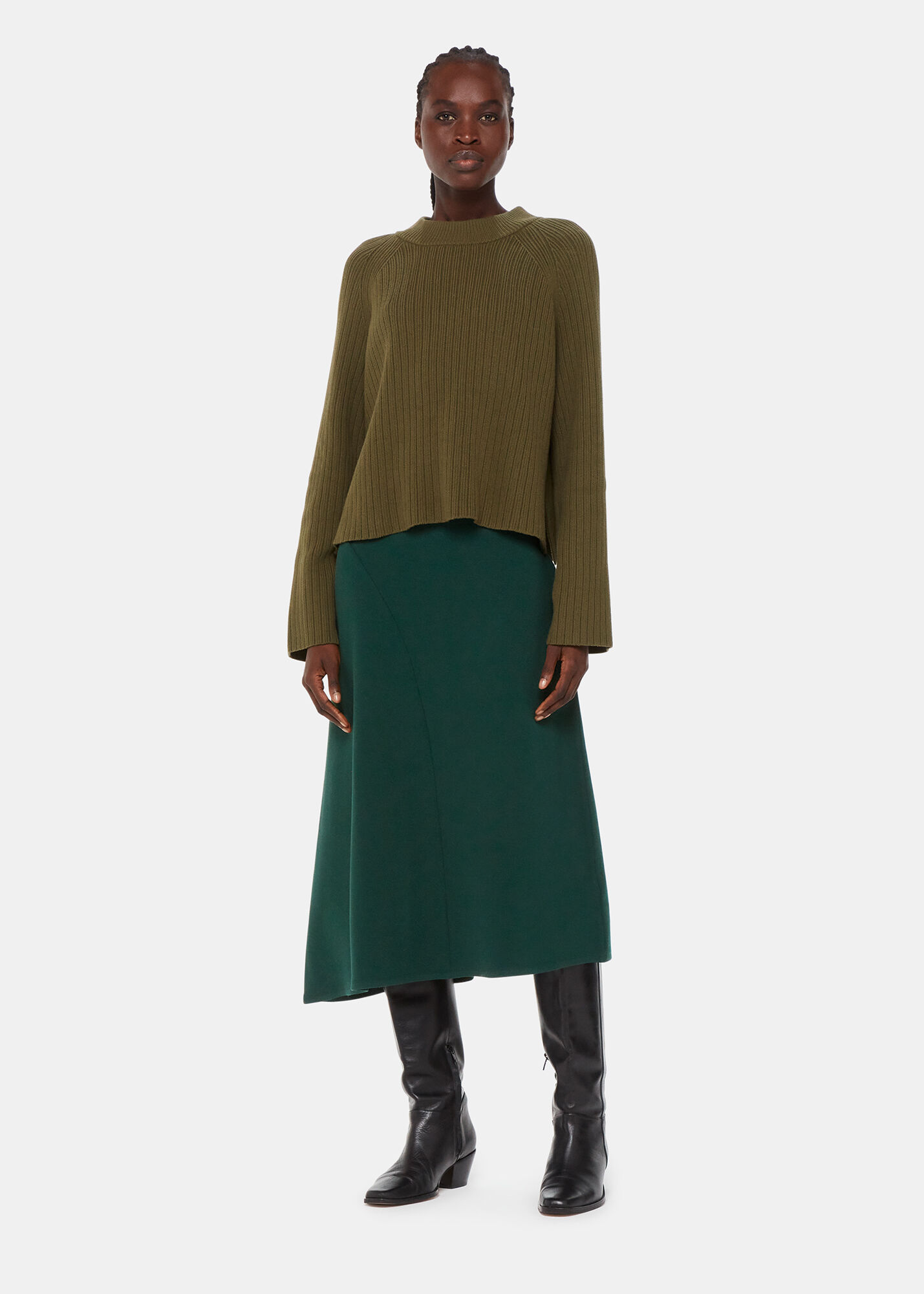 Forest green midi discount skirt