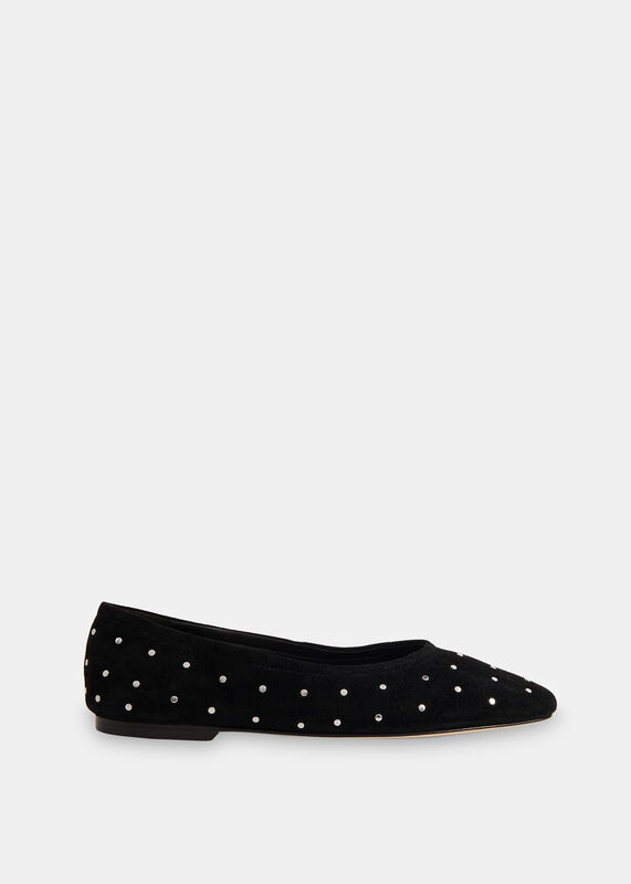 Black Karina Suede Stud Ballet Pump