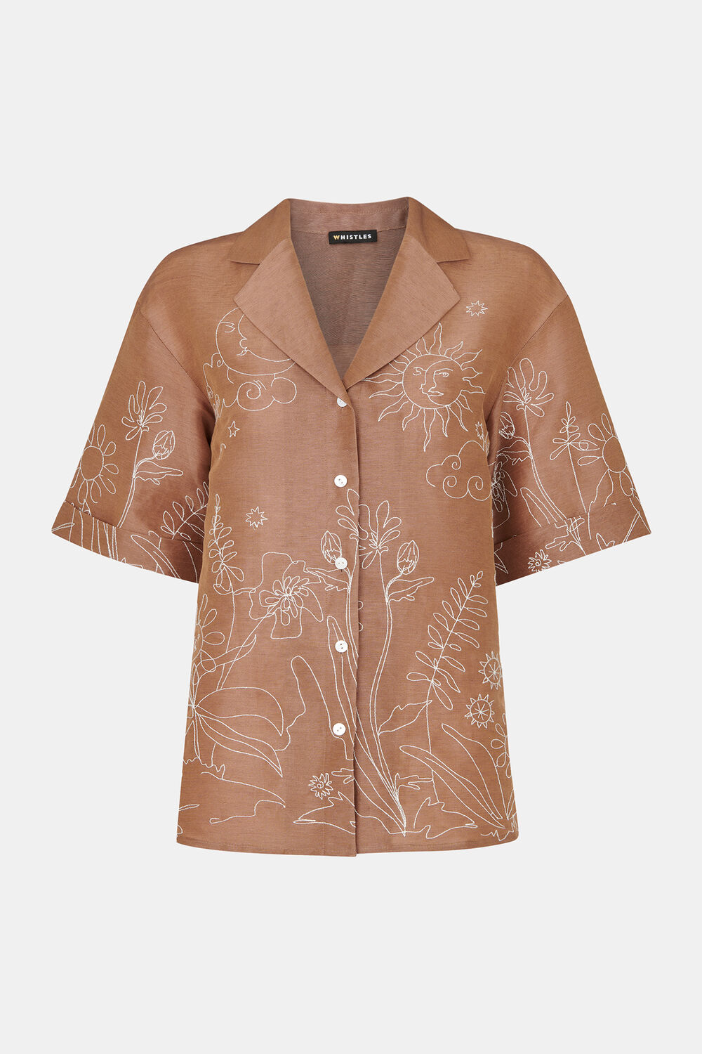 Brown Embroidered Scribble Shirt