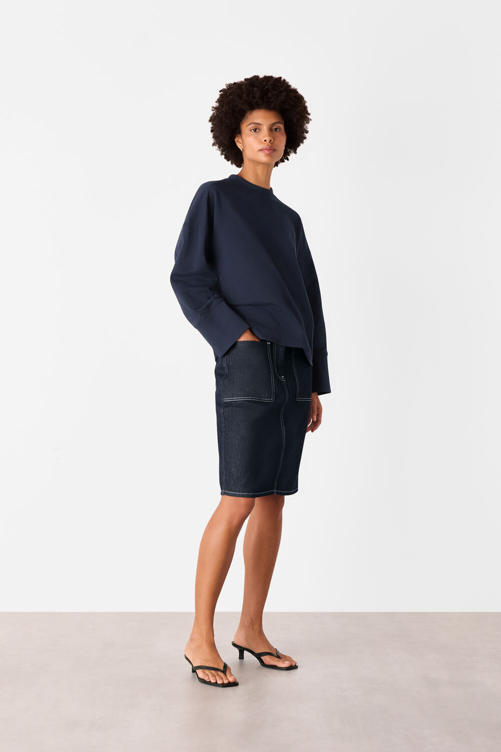Rib Cuff Detail Jersey Sweat
