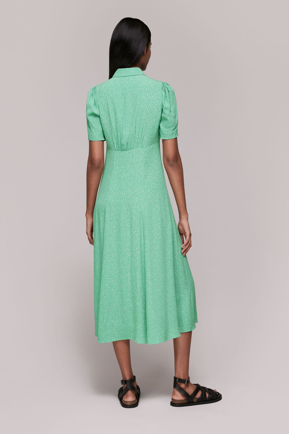 Green Scattered Bloom Midi Dress