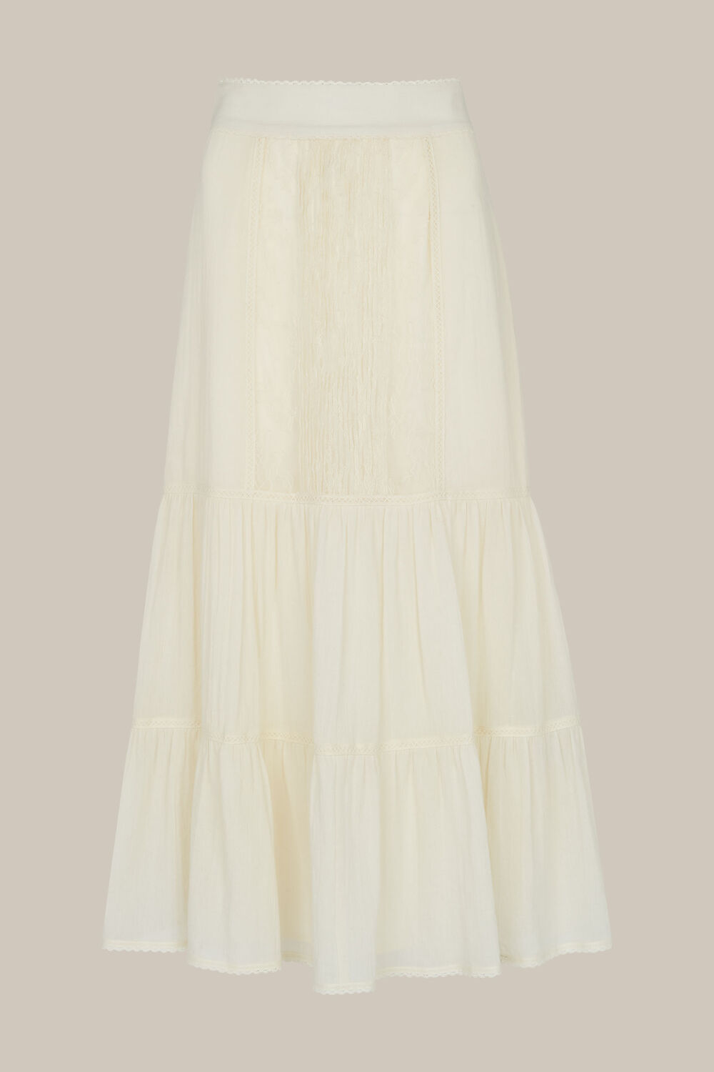 Mixed Lace Frill Skirt Ivory