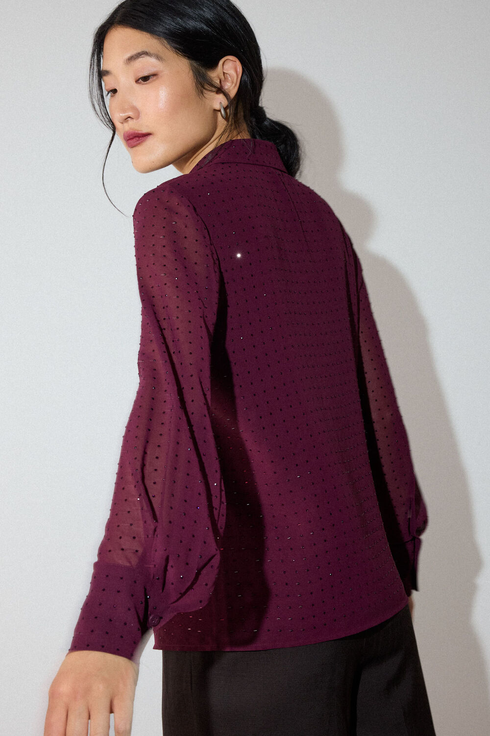 Burgundy Hot Fix Sheer Shirt