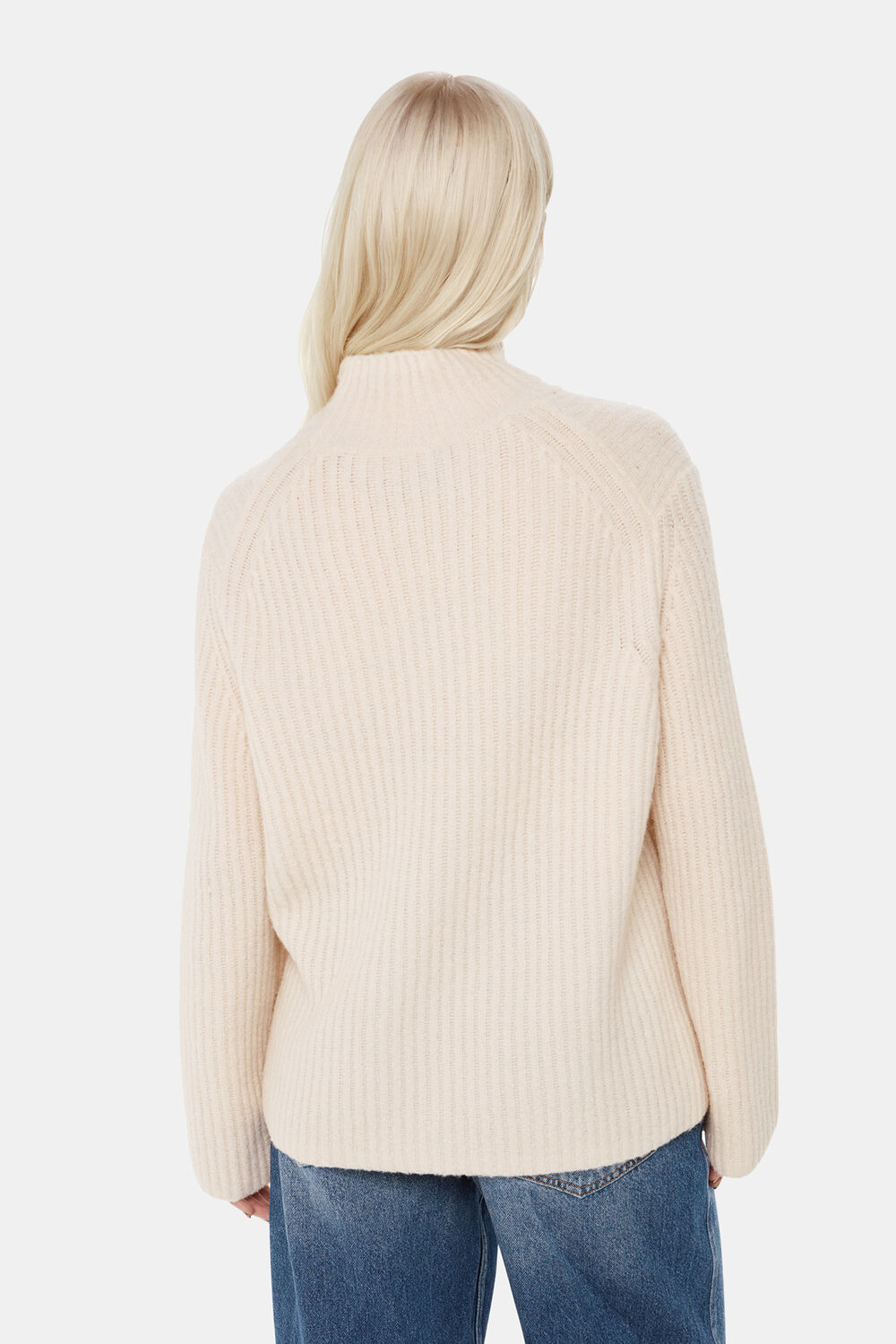 Petite Wool Mix Rib Funnel Neck