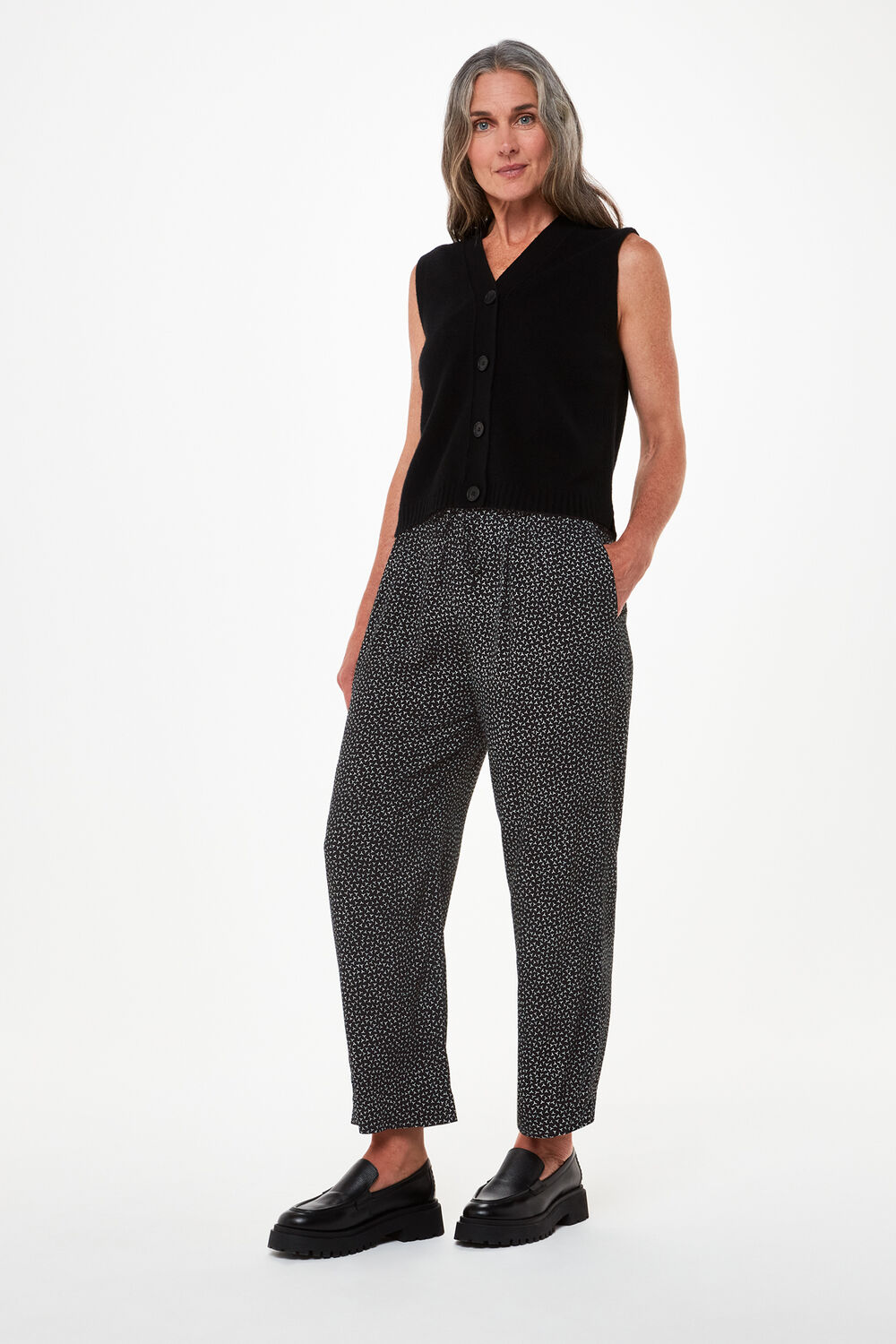 Black Scattered Y Print Trouser