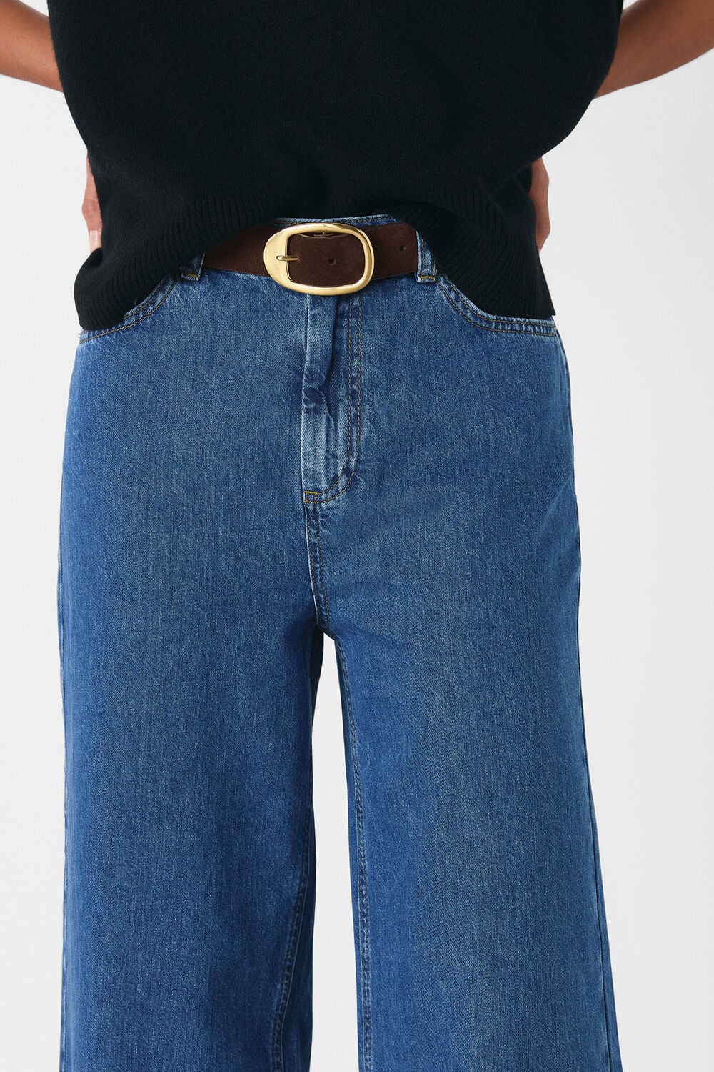 Denim Wide Leg Cropped Jean