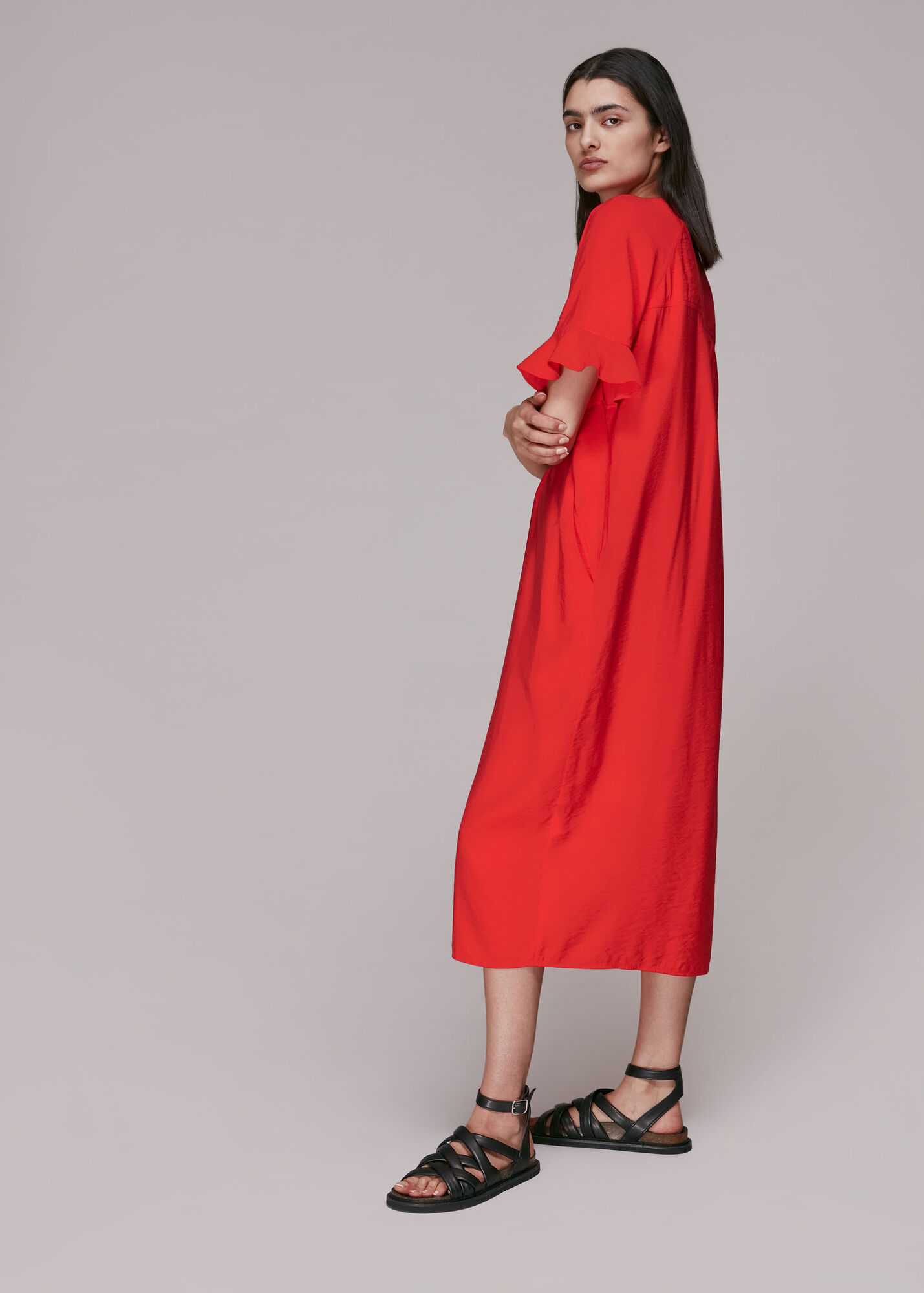 Red Alba Midi Dress WHISTLES