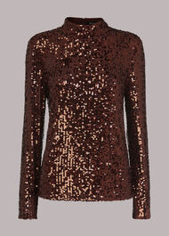 High Neck Sequin Top