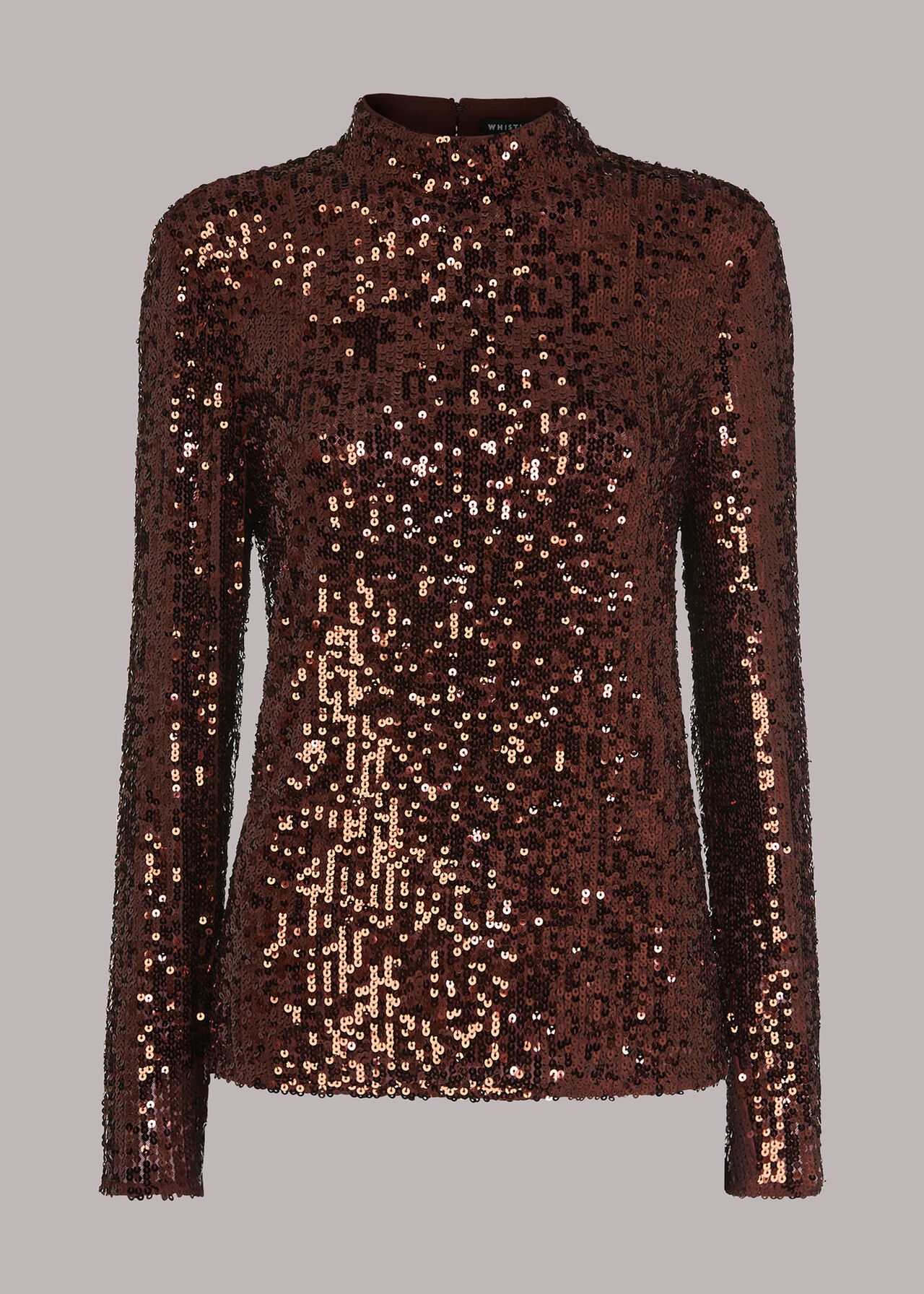Chocolate High Neck Sequin Top | WHISTLES