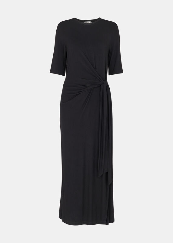 Black Twist Front Jersey Dress