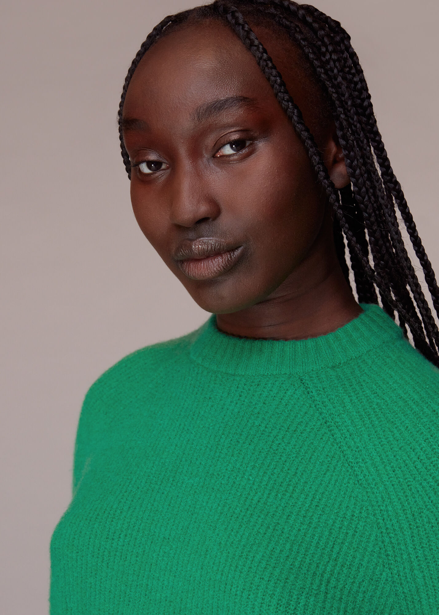 Green Frankie Ribbed Jumper WHISTLES