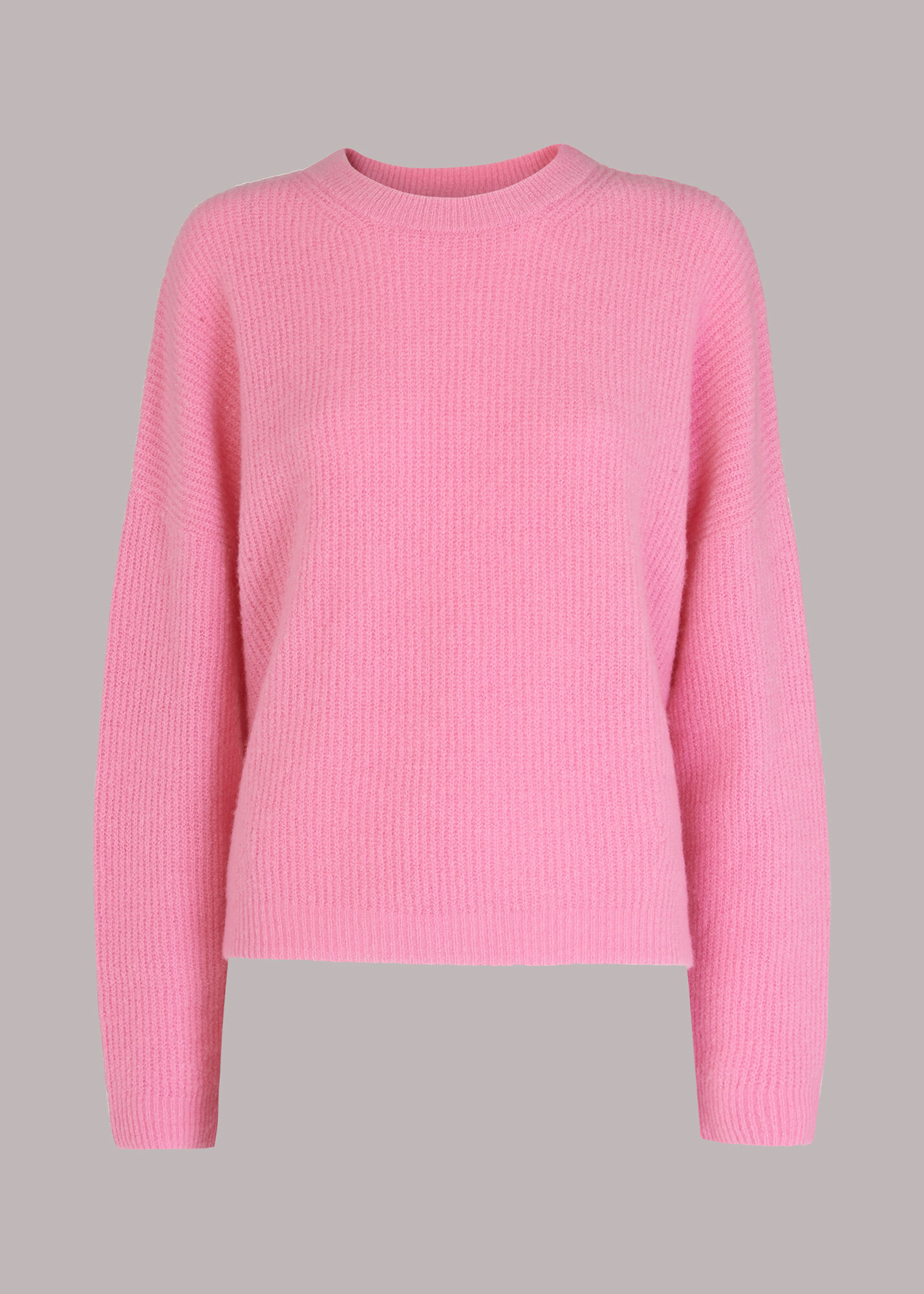 Women's Pink Ribbed Crew Neck Sweater | Whistles US |