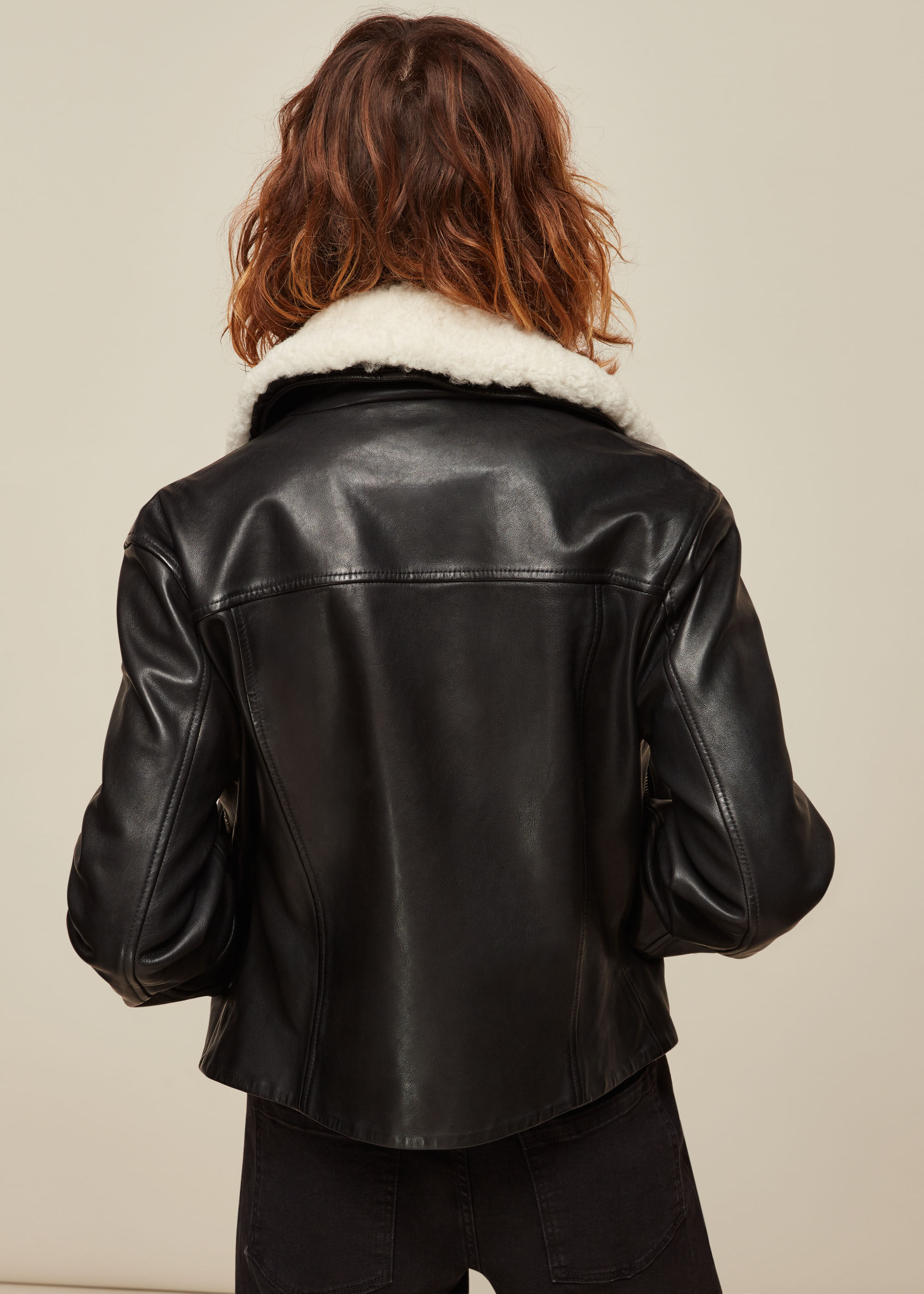 Borg Collar Leather Jacket