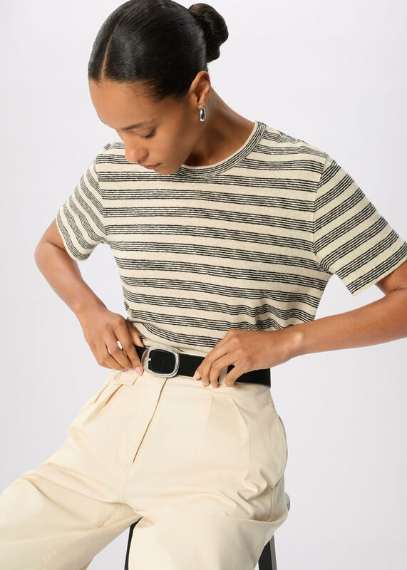 Yellow Stripe Linen T-Shirt