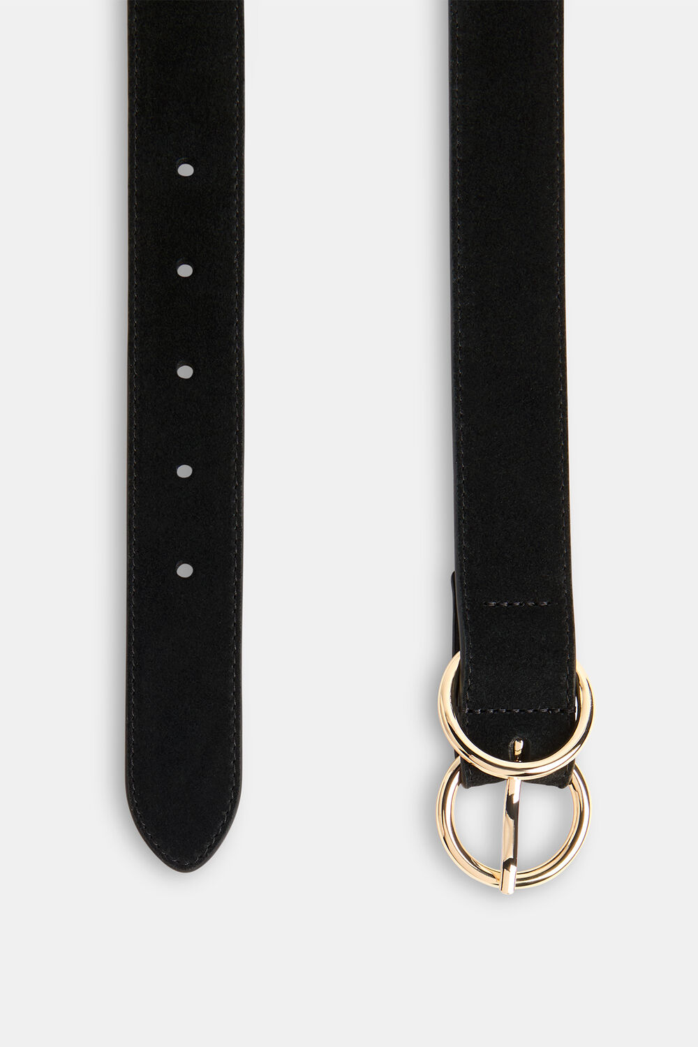 Black Suede Double Ring Buckle Belt