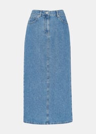 Straight Denim Midi Skirt