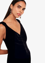 Draped Velvet Midi Dress
