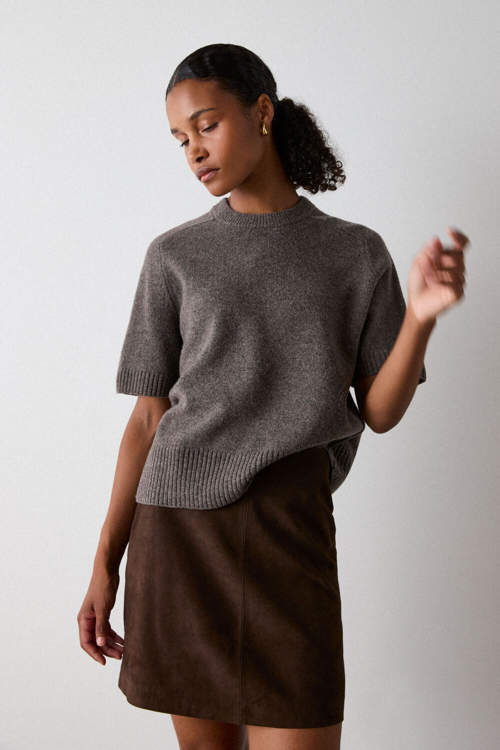 Neutral Wool Knitted Tee