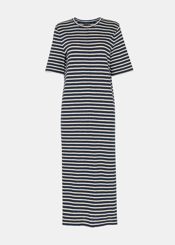 Blue Breton Stripe Jersey Dress