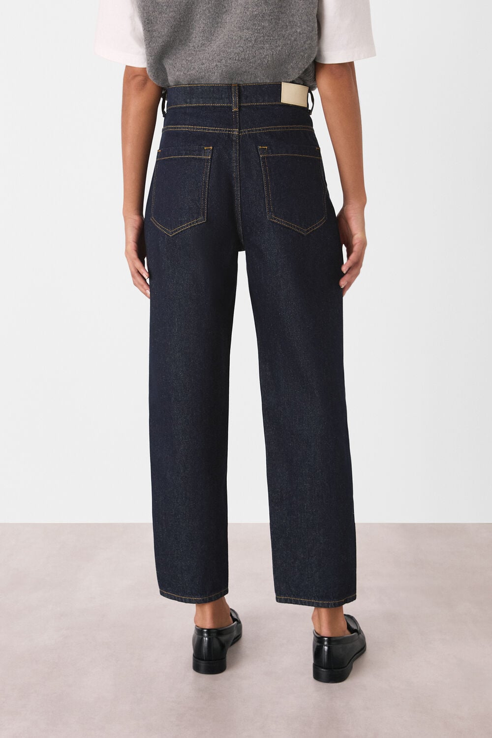 Dark Denim Authentic Barrel Leg Jean