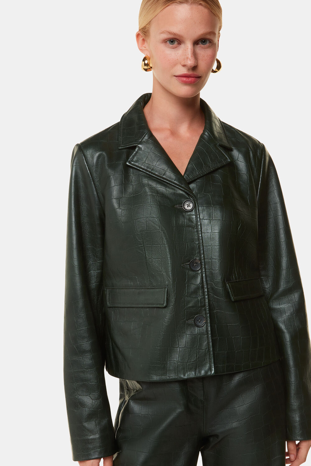 Delia Croc Leather Jacket