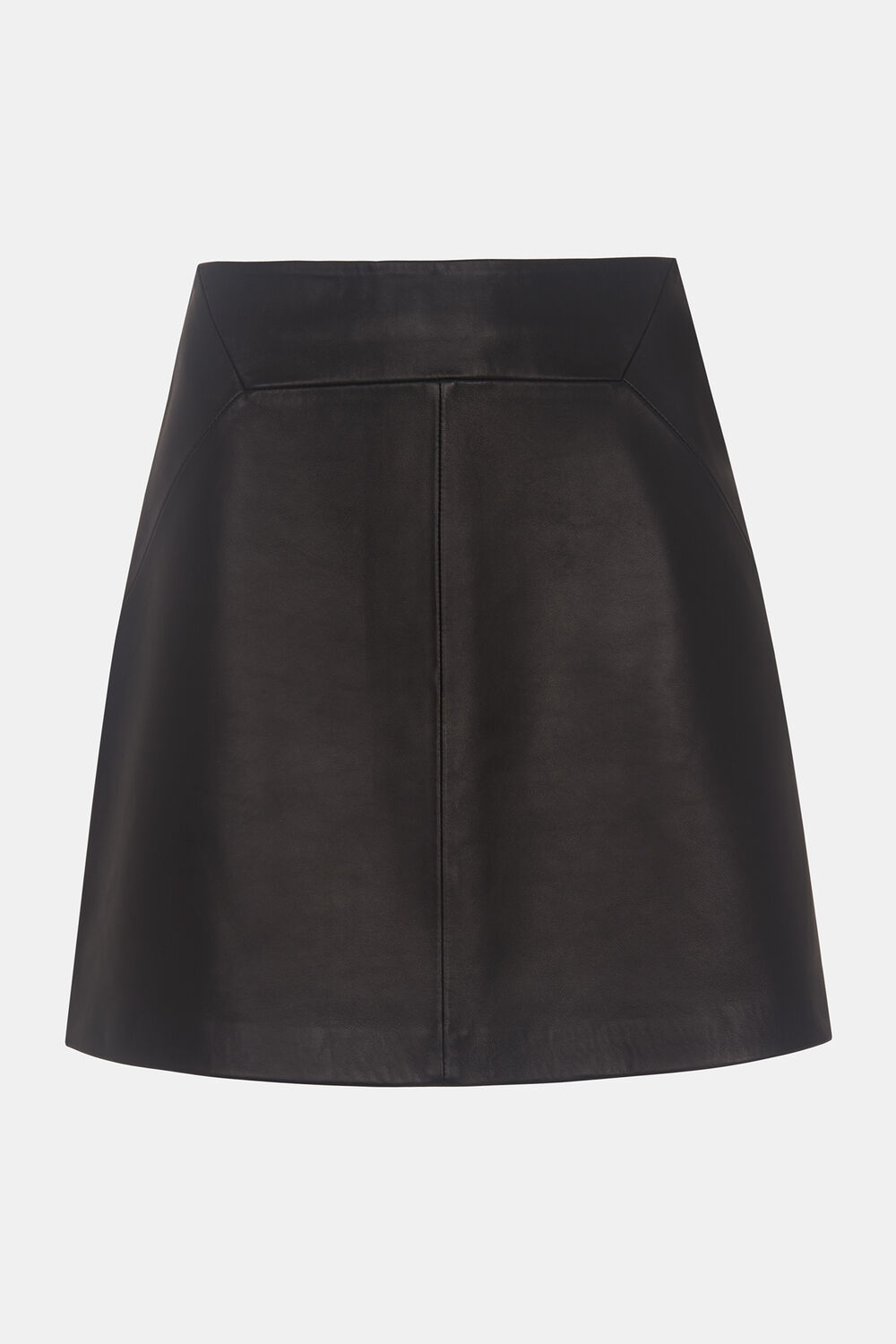 Black Petite Leather A Line Skirt