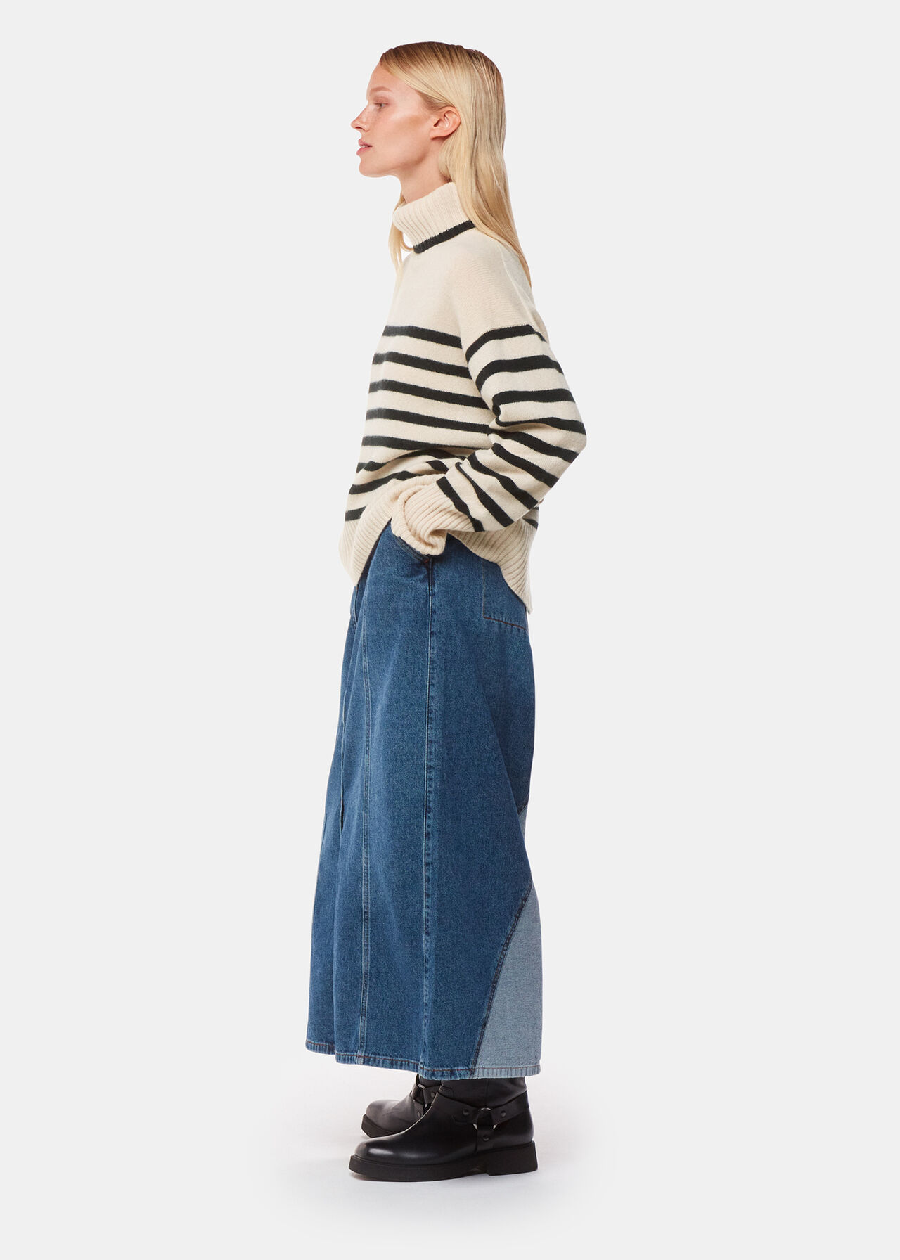 Stripe Wool Roll Neck