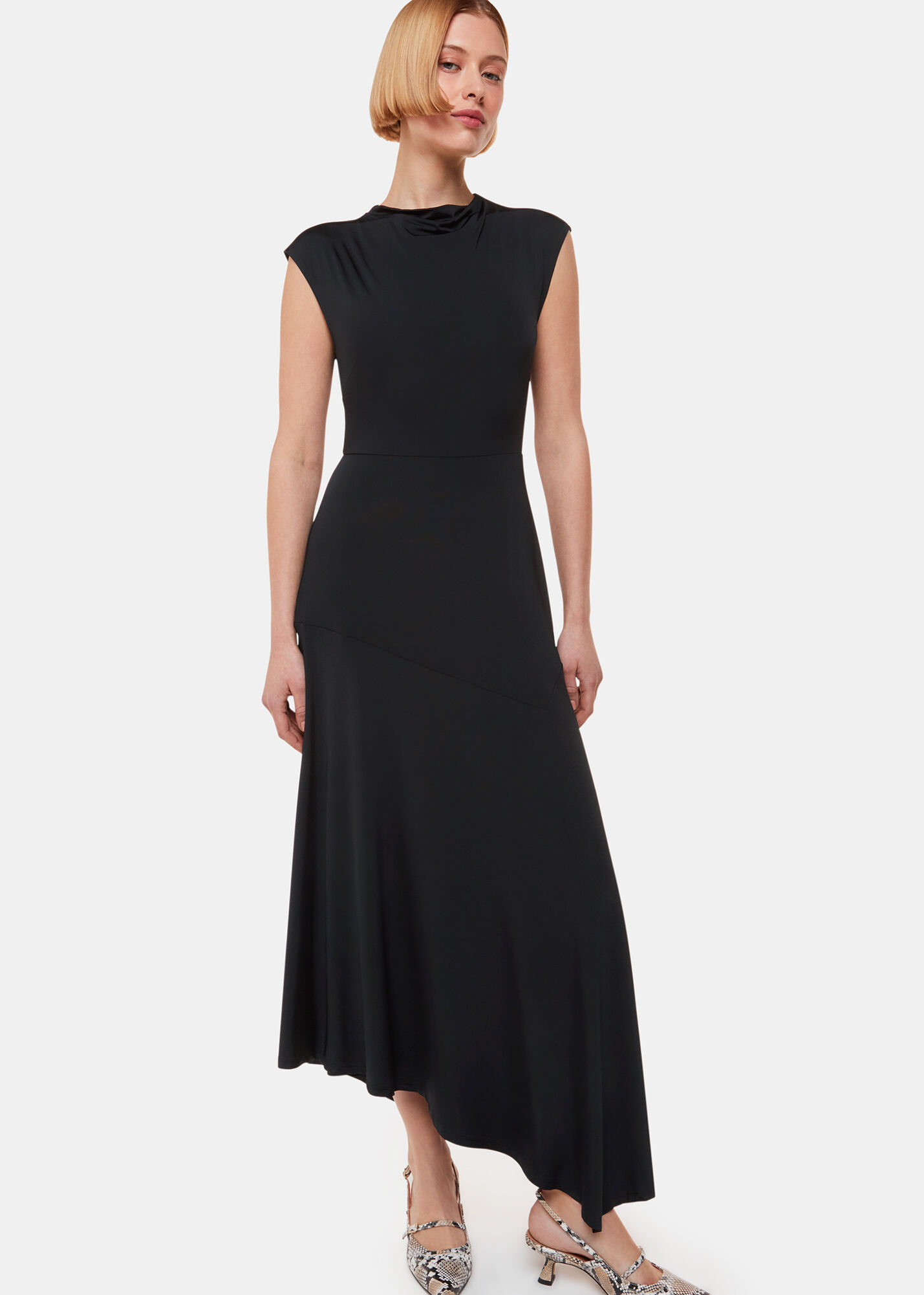 Black Iris Asymmetric Jersey Dress | WHISTLES | Whistles US |