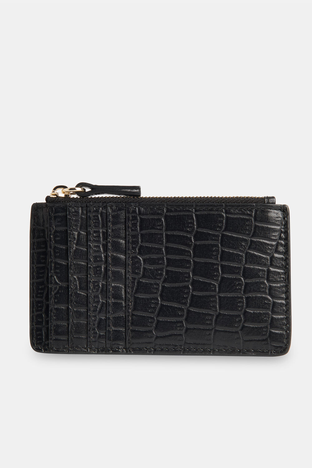 Black Croc Zip Top Card Holder Purse
